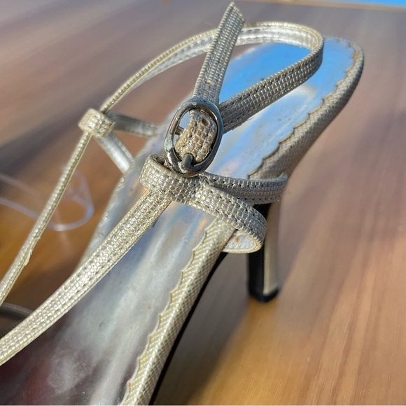 Rampage Kathleen strappy heels gold metallic fabric 9.5 - Picture 4 of 6